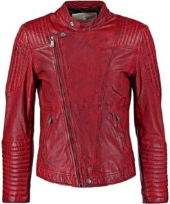 Men's Sheepskin Leather Cafe Racer Biker Jacket
