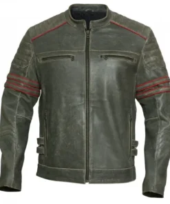 Men’s Cafe Racer Motorcycle Black Leather Jacket