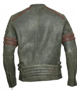 Men’s Cafe Racer Motorcycle Black Leather Jacket back