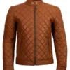 Men's Cafe Racer Quilted Brown Jacket