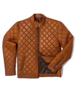 Men's Cafe Racer Quilted Brown Jacket