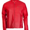 Men’s Cafe Racer Red Leather Jacket
