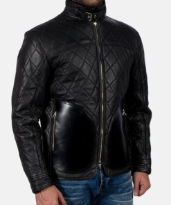 Men’s Quilted Style Mate Black Leather Jacket