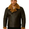 Men Sheepskin Black Shearling Jacket