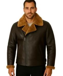 Men Sheepskin Black Shearling Jacket