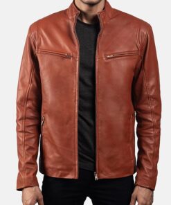 Men’s Tan Brown Biker Leather Jacket