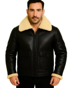 Navy Flight Leather Shearling Jacket