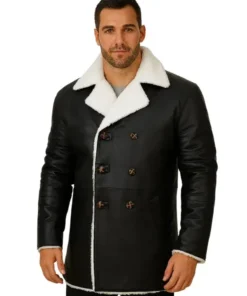 Men Real Sheepskin Winter Shearling Fur Coat