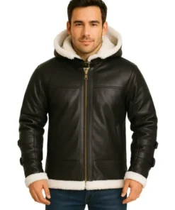 B3 Bomber Shearling Black Hoodie Jacket