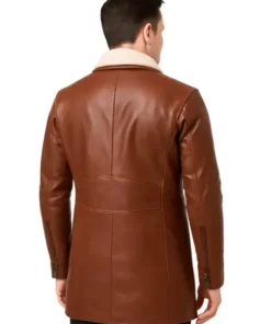 Men’s Shearling Mid-Length Brown Leather Coat