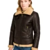 Women Shearling Aviator Bomber Jacket