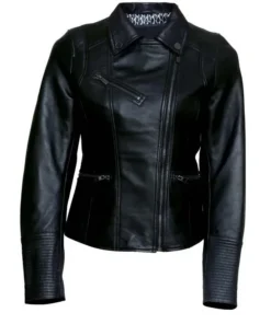 Women Black Quilted Biker Leather Jacket