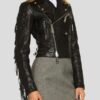 Women's Black Cropped Leather Jacket