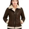 Aviator Womens Distressed Brown Jacket
