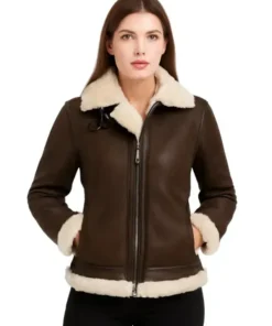 Aviator Womens Distressed Brown Jacket