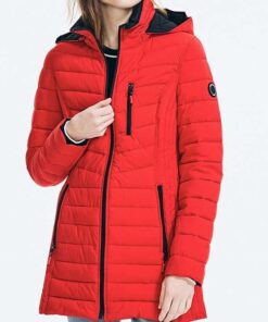 Women's Red Quilted Coat