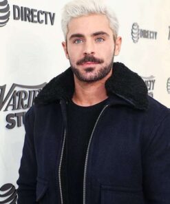 Alternative view of Zac Efron Blue Fur Jacket For Men