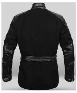Age Of Ultron Nick Fury Jacket seen from the back to display the seamless leather panels and durable stitching.