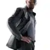 Age Of Ultron Nick Fury Jacket featuring a premium black leather finish and a high collar for a bold leader look.