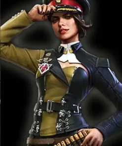 Free Fire Paloma Jacket featuring a sleek black finish and a high collar design for an authoritative gaming look.