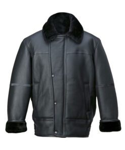 Men Black Aircraft Shearling Jacket
