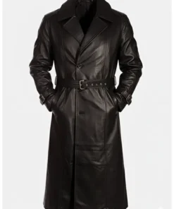 mens-belted-black-leather-trench-coat