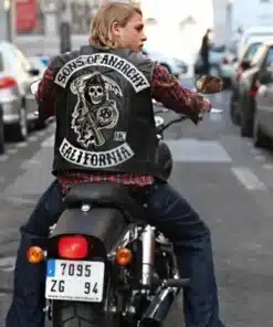 Sons Of Anarchy Vest featuring a premium black leather finish and a professional sleeveless tactical design.