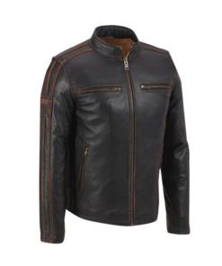 Stripe Café Racer Brown Jacket