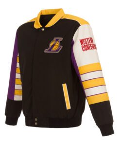 Los Angeles Lakers Stripe Colorblock Black Jacket