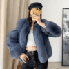 Real Fox Fur Shoulder Crop Jacket For Women