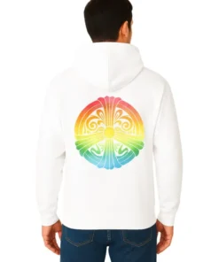 Pullover White Peace and Love Hoodie (Back)
