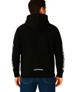 Streetwear Vertical Logo Black Hoodie (Back)
