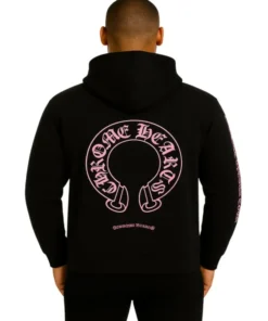 Unisex Exclusive Horseshoe Pink Printed Hoodie (Back)