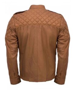 Men's Quilted Style Tan Leather Jacket