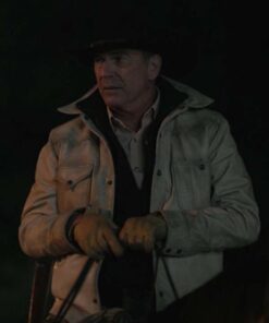 Yellowstone John Dutton Cream Leather Jacket