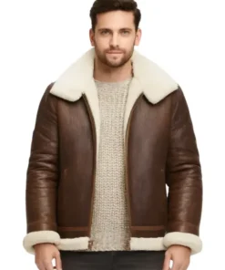 Alex Brown Sheepskin Shearling Aviator Leather Jacket