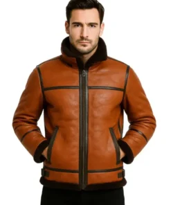 B3 Men’s Sheepskin Brown Shearling Jacket