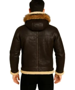 Men’s B3 Dark Brown Shearling Hooded Jacket