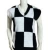 Front view of the checkered Wednesday Addams Sweater Vest in black and grey by America Jackets.