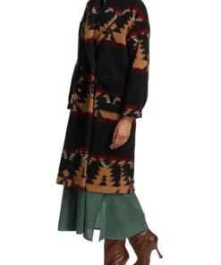 Yellowstone S05 Beth Dutton Black Printed Coat (side)