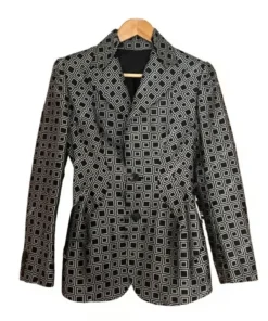 Emily in Paris S03 Lily Collins Grey Printed Blazer (front)