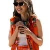Lily Collins TV Series Emily In Paris Season 3 Emily Cooper Orange Vest