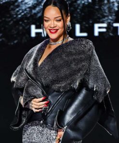Super Bowl 2023 Rihanna Fur Leather Jacket
