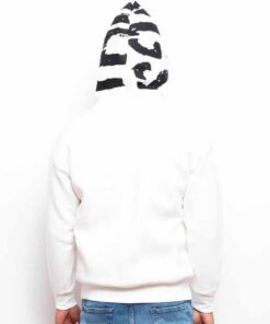 Mens Casual Plush White Catch Hoodie