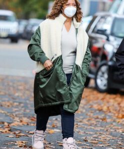 The Equalizer Queen Latifah White & Green Long Coat