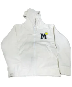 Close-up of the All of Us Are Dead Nam On-jo Hoodie fabric and drawstrings at America Jackets.