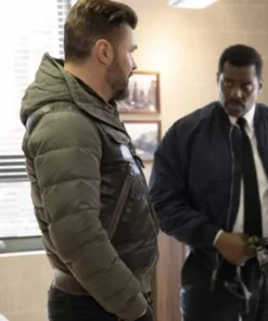 Chicago P.D Patrick John Flueger Hooded Leather Jacket back