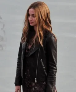 High-quality black leather jacket, durable material, inspired by the 2023 action movie.