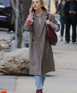 The Flight Attendant Kaley Cuoco Long Checked Coat