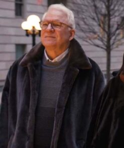 Only Murders In the Building S02 Steve Martin Black Fur Coat